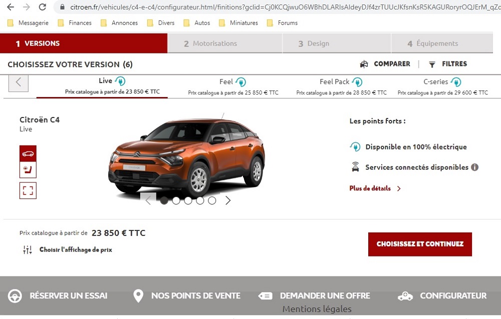 Configurateur Citroën C4 et ë-C4 : finitions, motorisations…