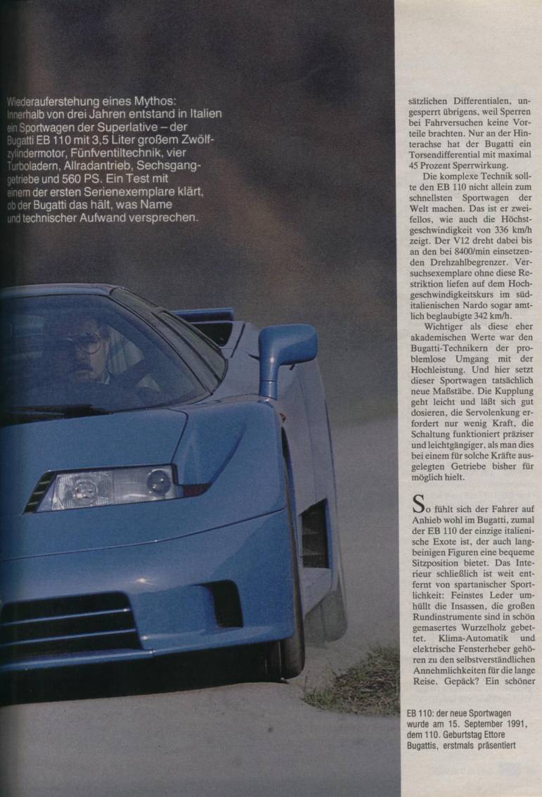 Bugatti EB110: Magazine articles (scans) - Page 2 - Auto titre