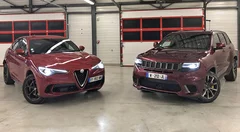 Essai Alfa Romeo Stelvio Quadrifoglio VS Jeep Grand Cherokee Trackhawk : les SUV se rebiffent !