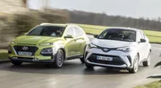 Essai Hyundai Kona hybrid vs Toyota C-HR : le match des petits SUV hybrides