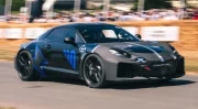 Historique, le mulet de l'Alpine A110 100 % électrique à fond à Goodwood