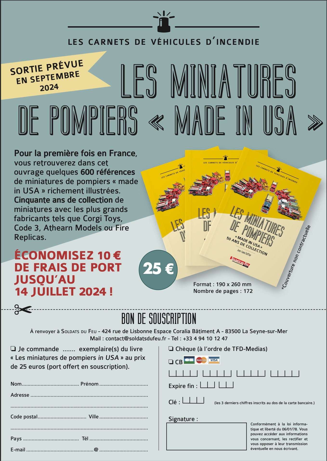 Miniatures pompiers USA "50 ans de collection" Auto titre